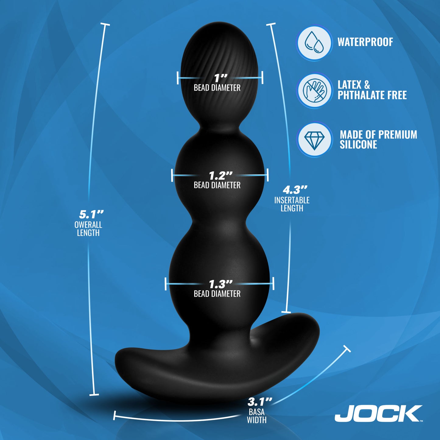 gay anal plug gyrating P-spot motor three stacked beads solo bottom men