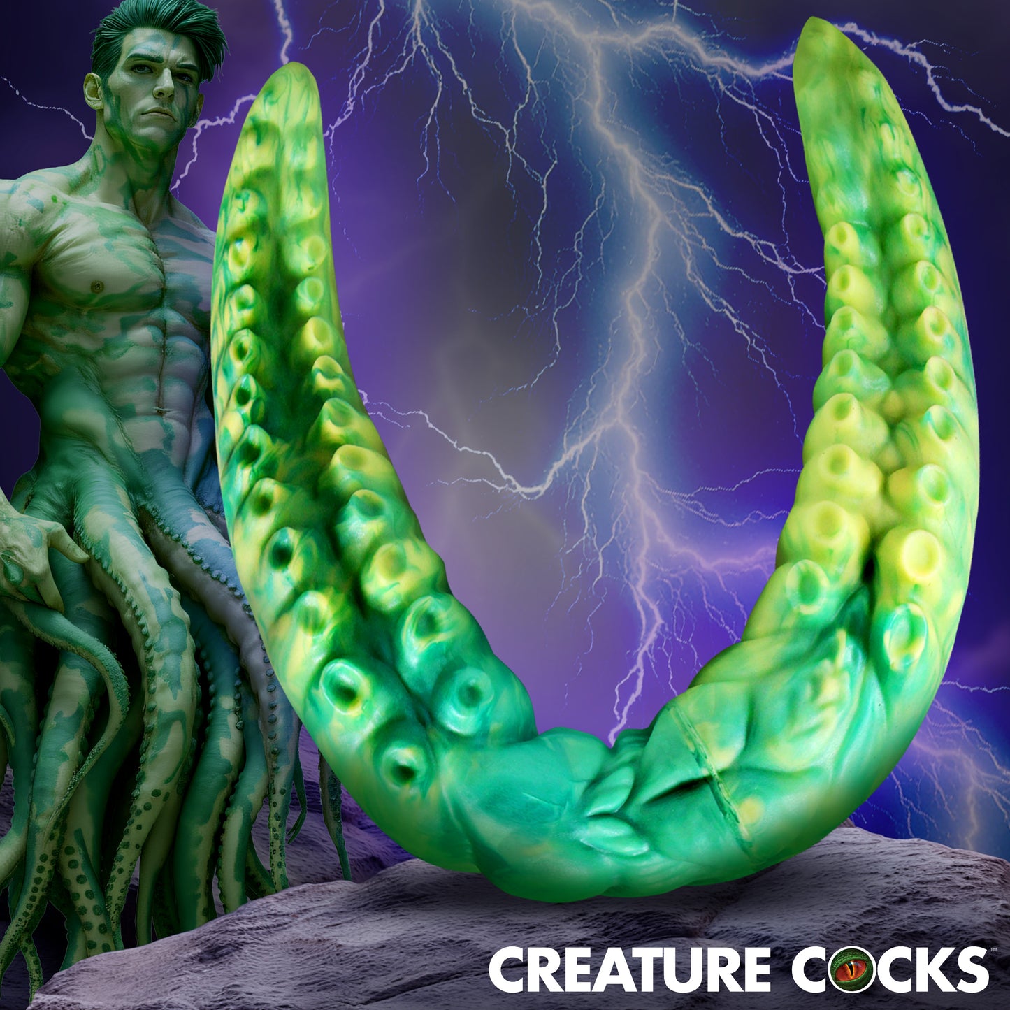 Dual Kraken tentacle silicone double-ended dildo for gay solo riding