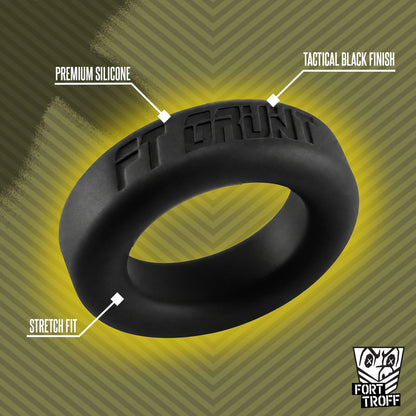 FT Grunt silicone cock ring close-up with premium silicone callouts on olive, Fort Troff gay gear at Boyzshop