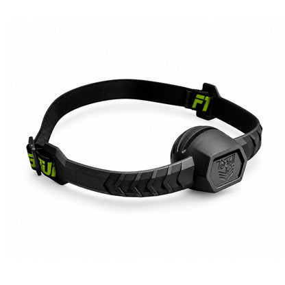 Max Comfort silicone ball gag with black strap and green FT clips on white, Fort Troff gay gear at Boyzshop