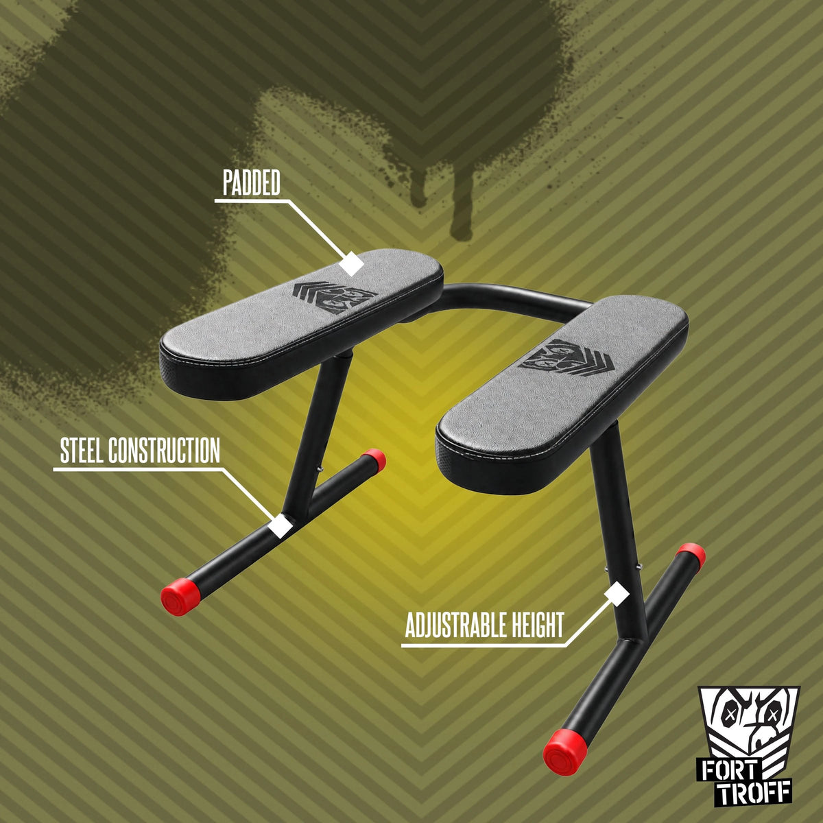 Rimming chair with callouts for padding, steel construction, adjustable height, Fort Troff gay gear at Boyzshop