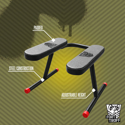 Rimming chair with callouts for padding, steel construction, adjustable height, Fort Troff gay gear at Boyzshop