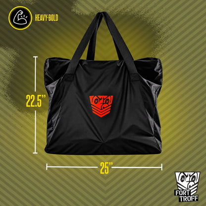 Rimmer Bag size graphic marking 22.5 inches tall by 25 inches wide, Fort Troff gay gear at Boyzshop