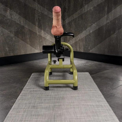 Grunt fuck machine front view with a realistic dildo mounted on the olive frame, Fort Troff gay gear at Boyzshop