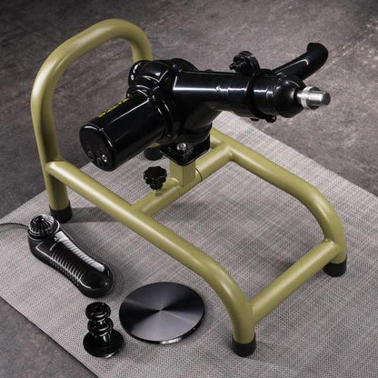 Grunt sex machine on its olive steel frame with speed controller plus 2 dong mounts, Fort Troff gay gear at Boyzshop