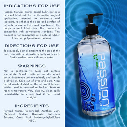34oz Passion Natural Water-Based Lube Pump