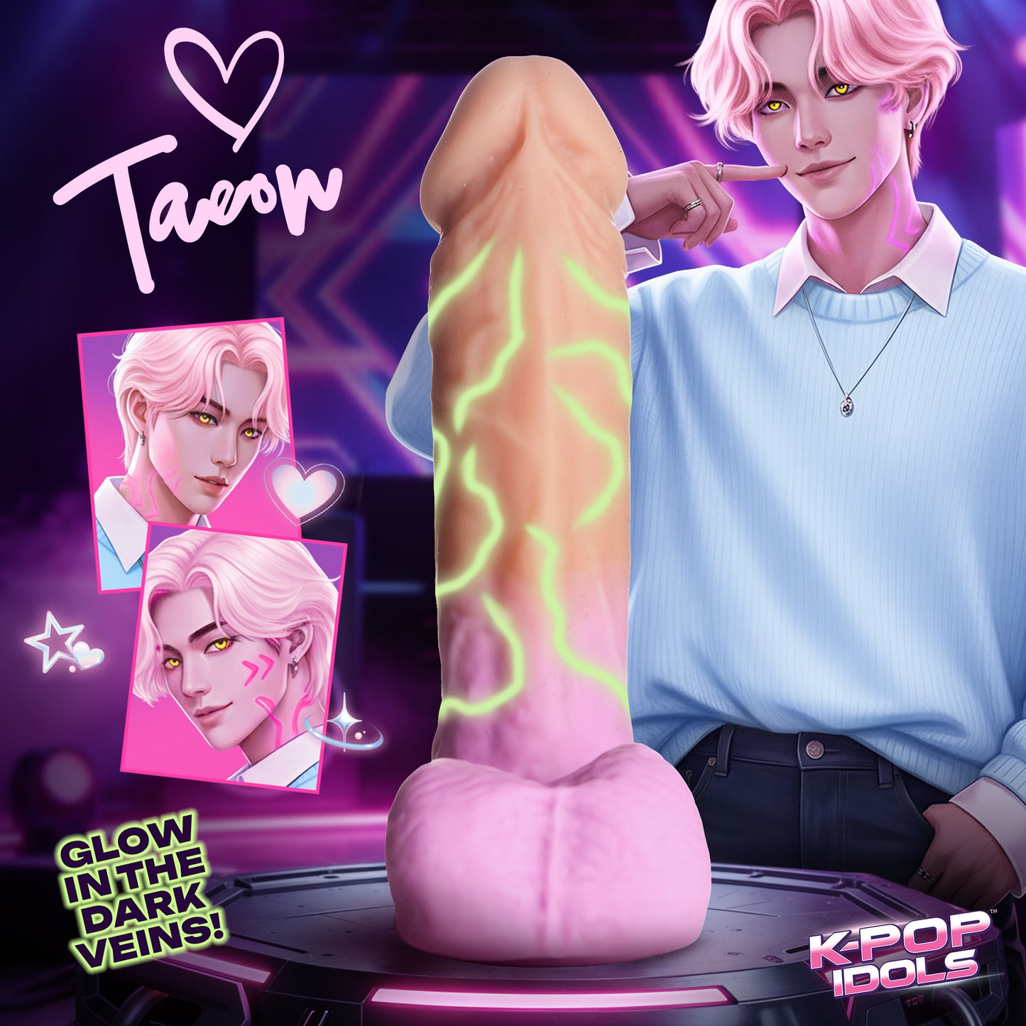 TAEON of X-POP idol silicone dildo in Idol Pink for gay fans