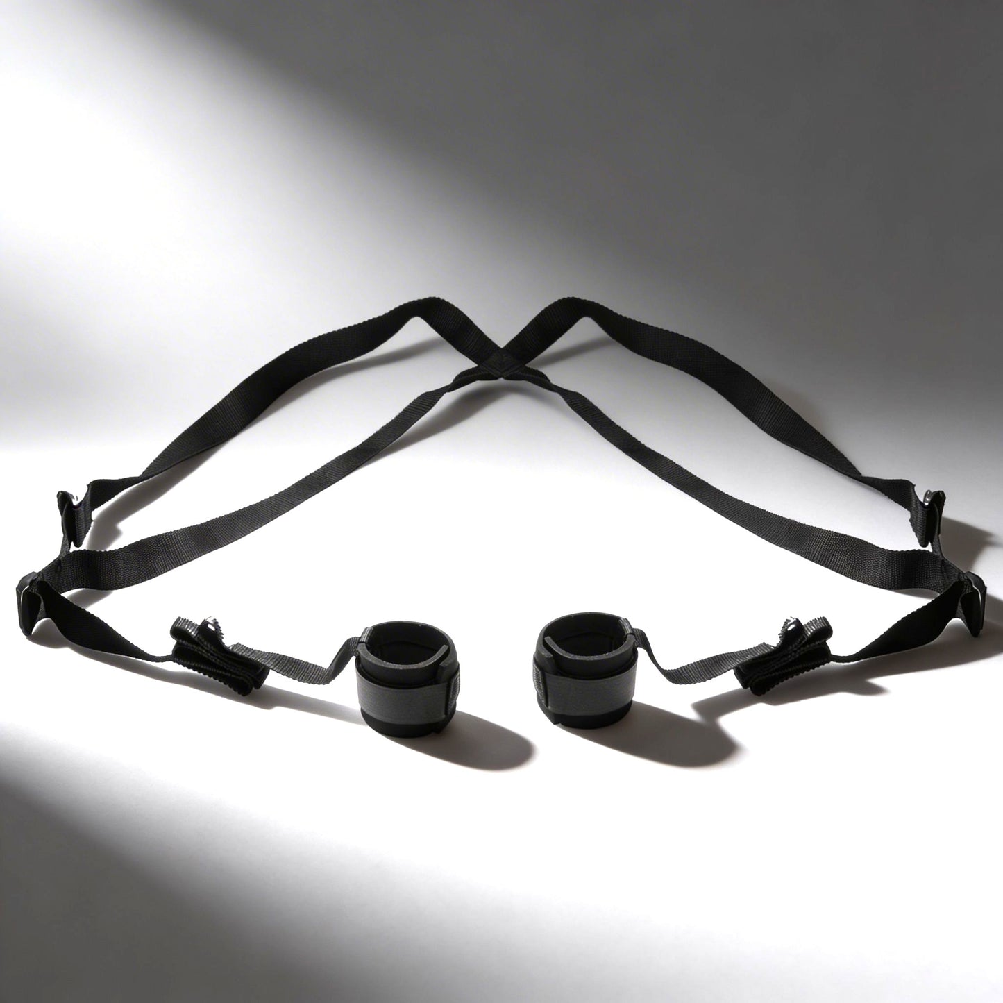 adjustable sex position sling with straps and ankle cuffs for positioning support