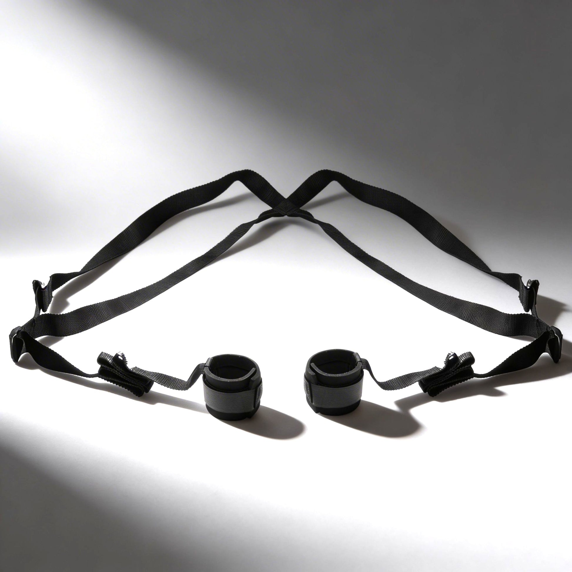 adjustable sex position sling with straps and ankle cuffs for positioning support