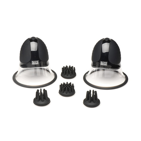 Size Matters 10X Rotating Nipple Suckers with 4 Attachments. Rotating Nipple Stimulators: Enjoy stimulating soft nubs as they