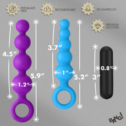 Size guide showing both strands in the anal beads set