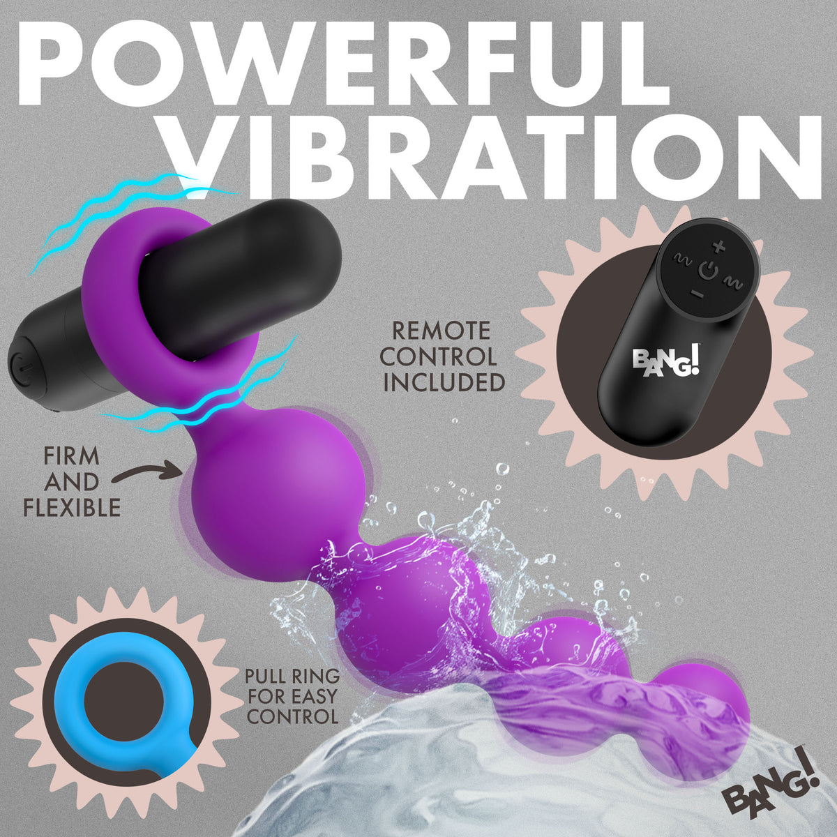 Thick molded silicone pull ring on the anal beads