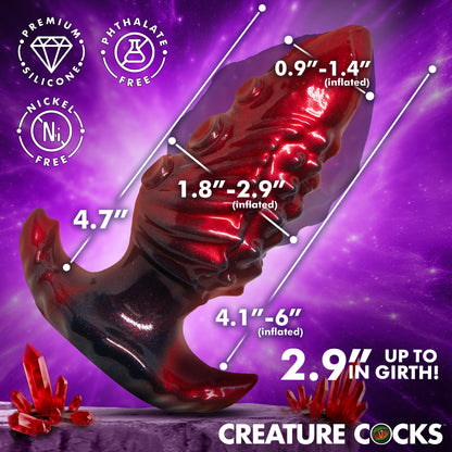 Deflated and inflated size chart for the medium Asstopus inflatable anal plug