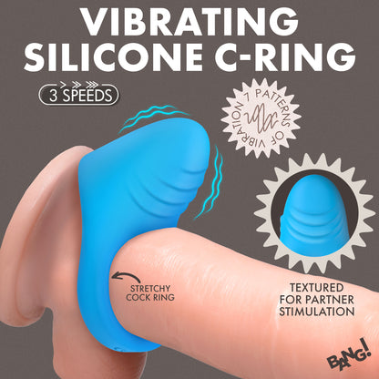 Raised textured ribbing on the vibrating pad of the Bang! C-Ring