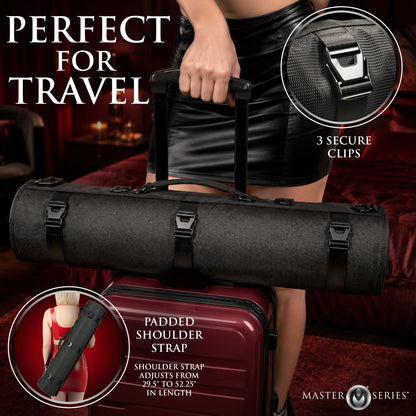 Luggage sleeve stacking the gear bag on a roller