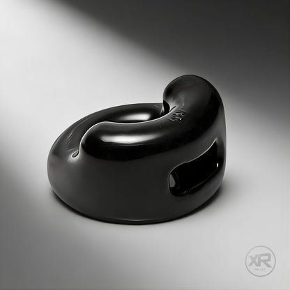 black cock holster cock and ball ring for gay men designed to secure shaft and balls while enhancing firmness and control