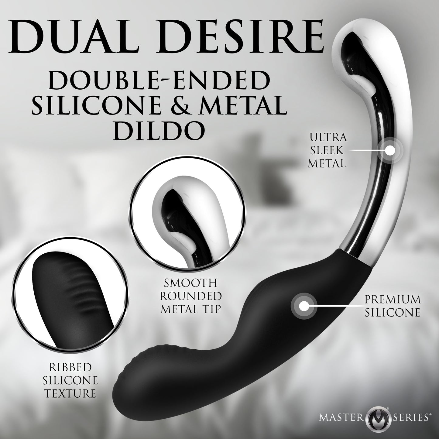 Curved metal prostate hook on the Dual Desire dildo
