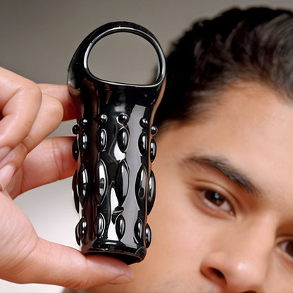 enhancer penis sleeve for gay men close up showing flexible fit and textured bumps for enhanced sensation