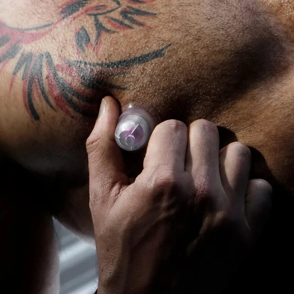 Large silicone nipple sucker side profile showing the suction chamber. Fort Troff.