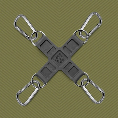 Tactical Hogtie silicone X center with 4 steel D-rings and quick-clip carabiners, Fort Troff