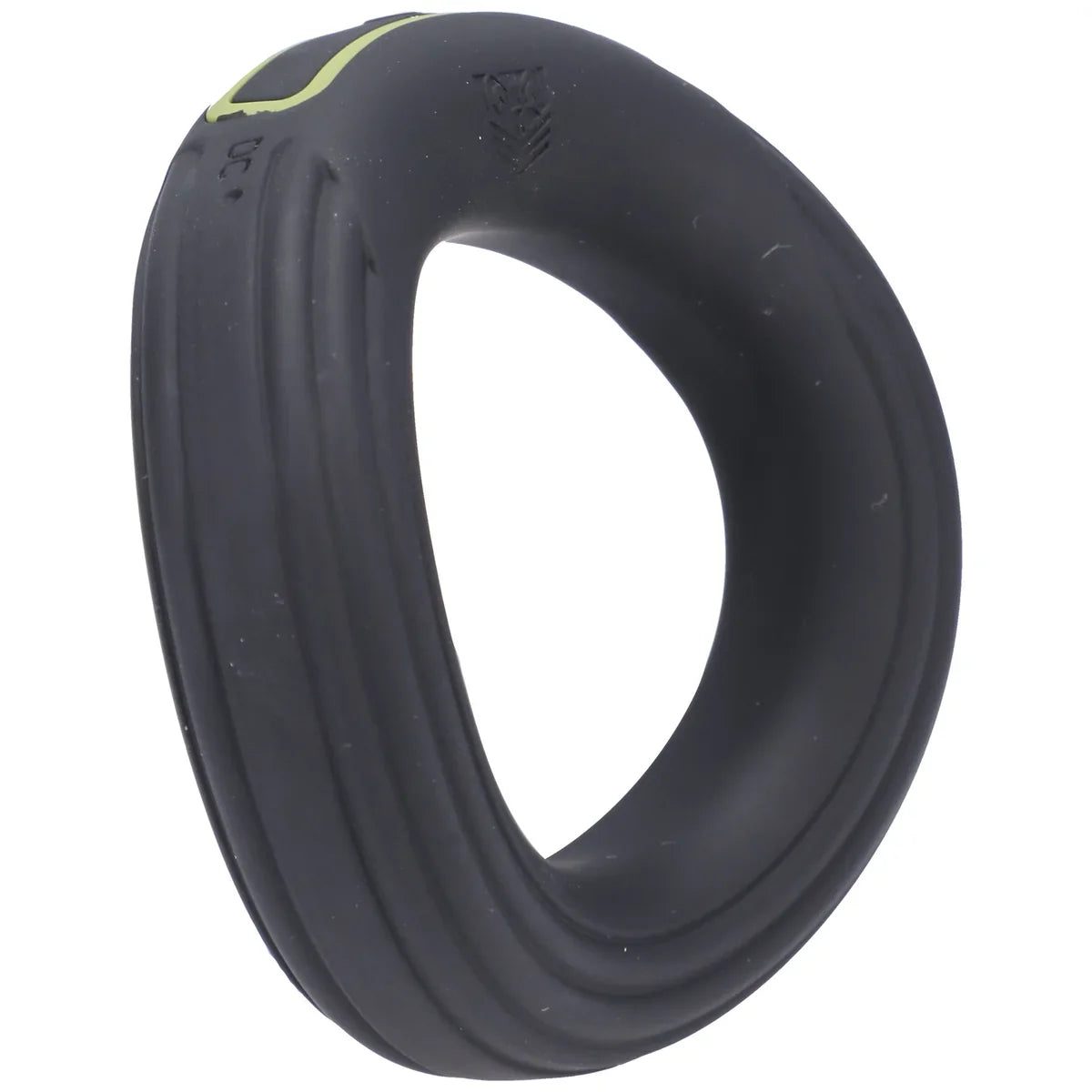 Rev Cock Throbber flexible cock ring standing on edge, showing the ergonomic form-fit shape, Fort Troff