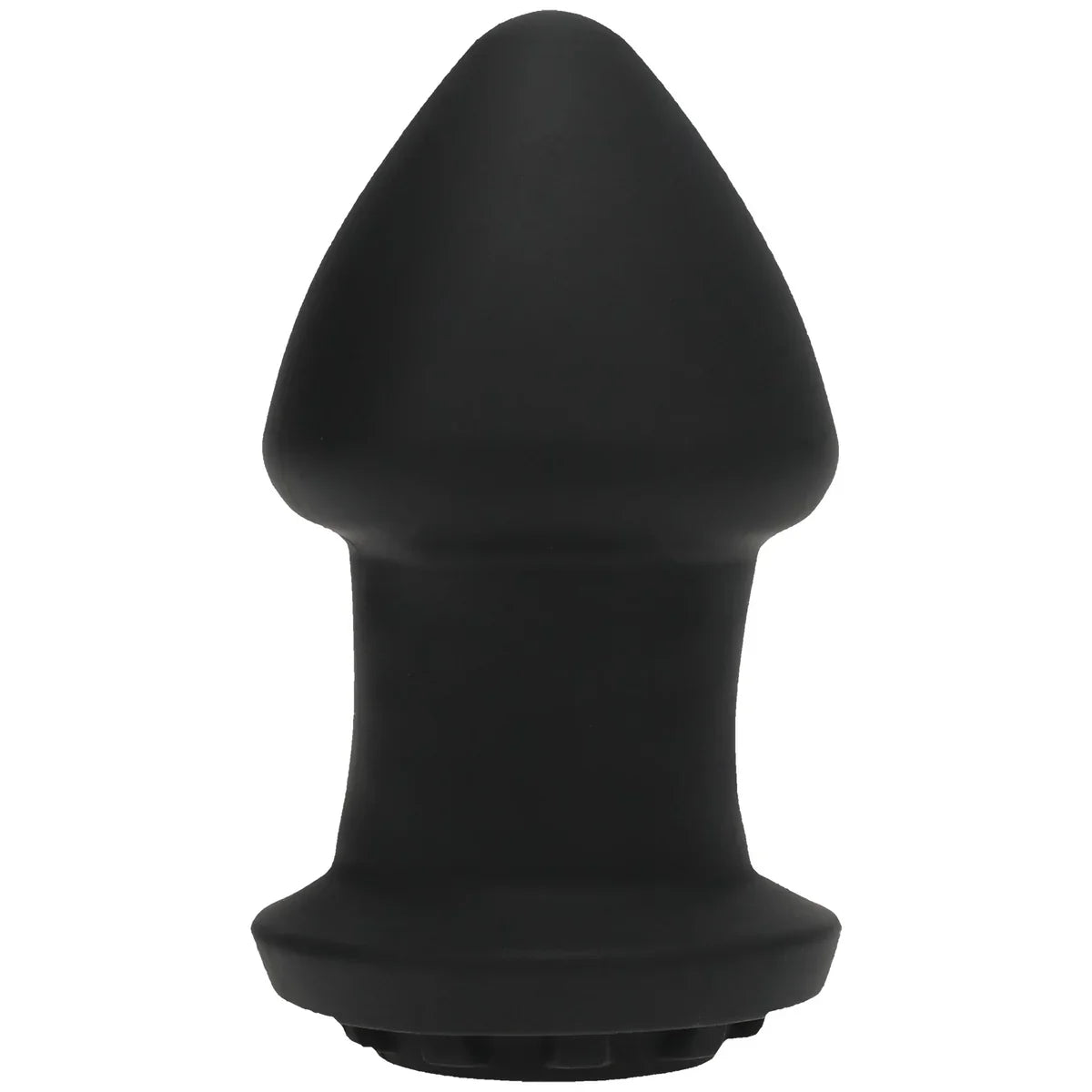 Robo Rimmer rimming plug upright, black silicone with tapered tip and flared base, Fort Troff