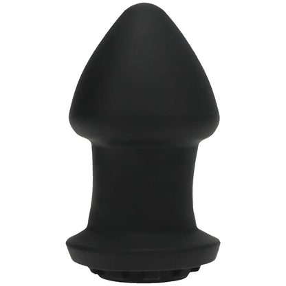Robo Rimmer rimming plug upright, black silicone with tapered tip and flared base, Fort Troff