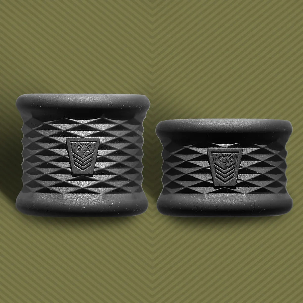 Stretch Flex Trainers tall and short silicone ball stretchers with diamond texture and shield logo, Fort Troff