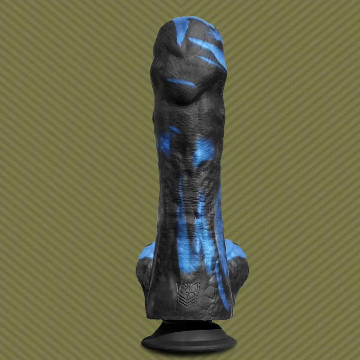 Tendril Thruster Blue rear view showing the smooth veined back of the shaft and shield logo, Fort Troff