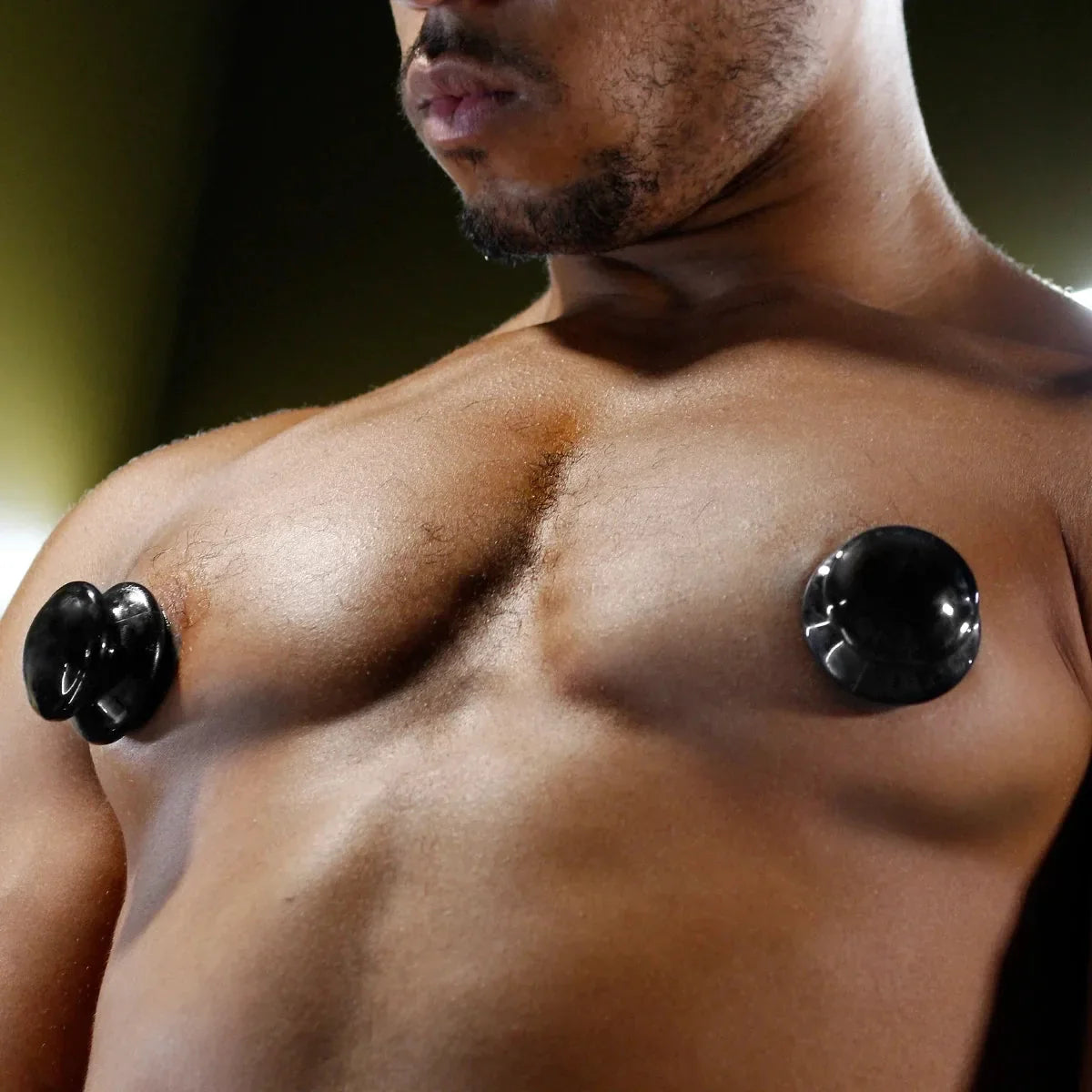 Pair of Nip Suckers 3.0 locked onto both nipples hands-free, Fort Troff