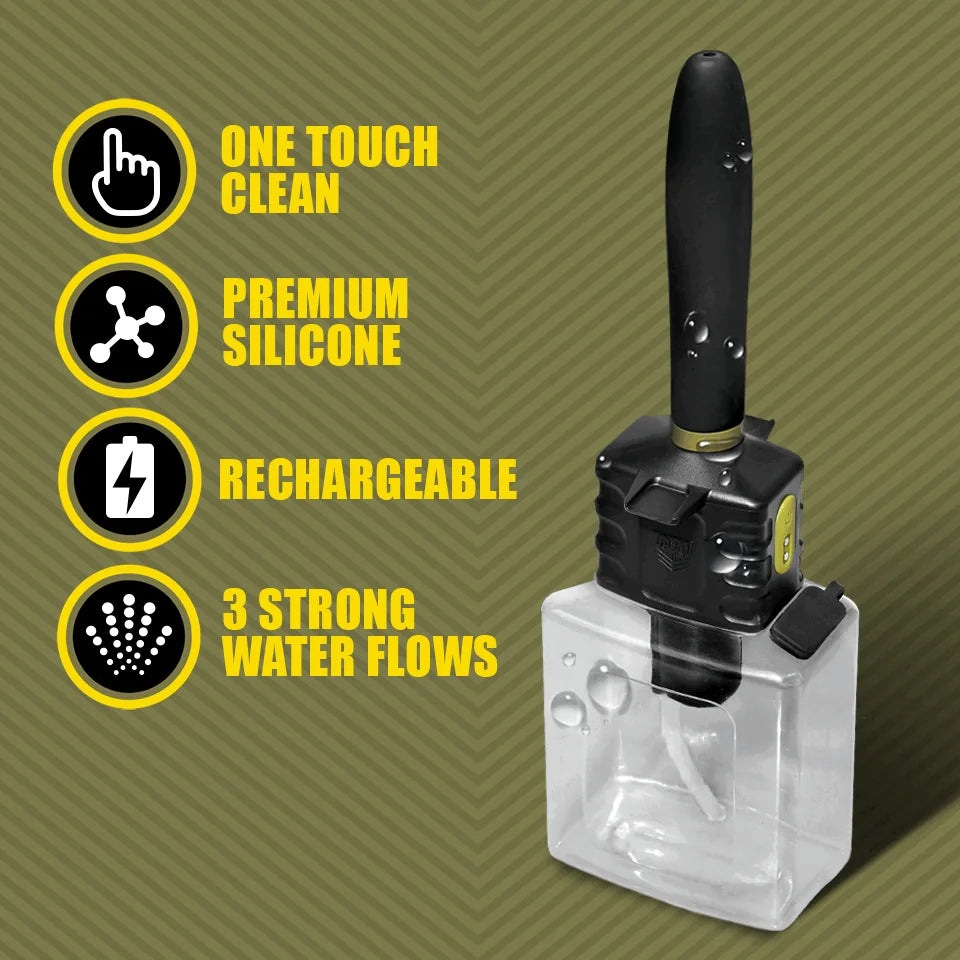 Hydro-Pro anal douche with one touch clean, silicone, rechargeable plus 3 flows icons, Fort Troff gay gear at Boyzshop