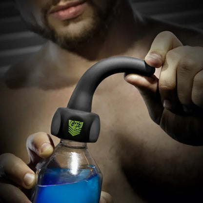 WTR-works flexible silicone nozzle bending on a water bottle in hand, Fort Troff gay gear at Boyzshop