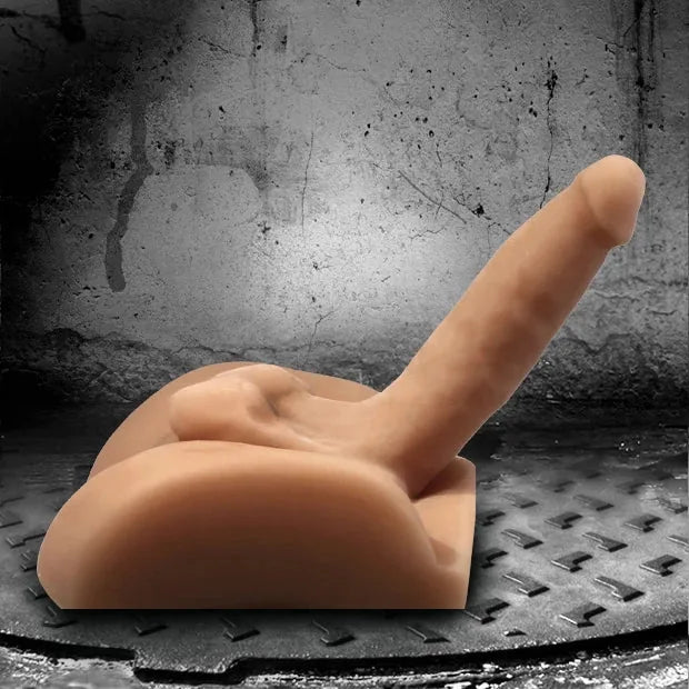 2 Way Grunt male ass masturbator side view, bubble butt with an upright 7 inch dildo, Fort Troff gay gear at Boyzshop
