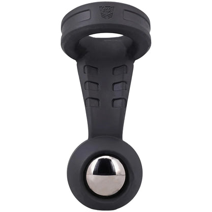 Swing N Hang silicone ball stretcher angled view of the ribbed stem and ring, Fort Troff gay gear at Boyzshop