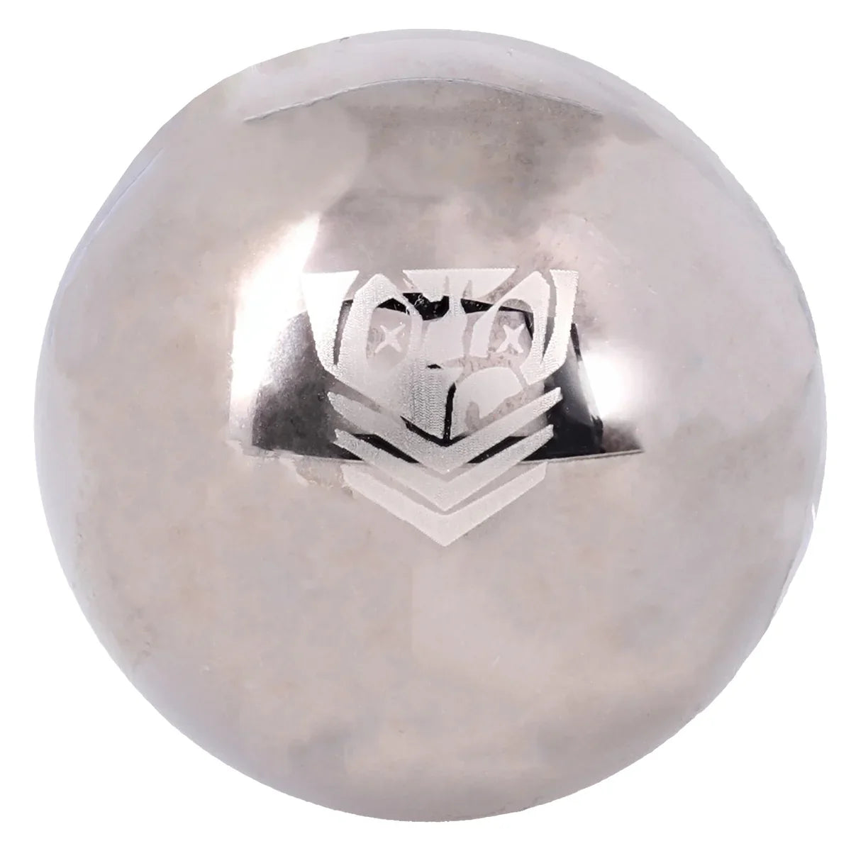 Polished 8 oz steel ball weight engraved with the Fort Troff shield, Fort Troff gay gear at Boyzshop