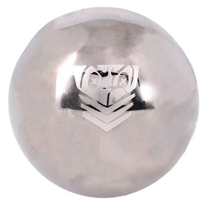 Polished 8 oz steel ball weight engraved with the Fort Troff shield, Fort Troff gay gear at Boyzshop