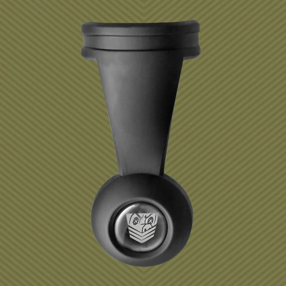 Swing N Hang ball stretcher back view with the shield engraved steel ball, Fort Troff gay gear at Boyzshop
