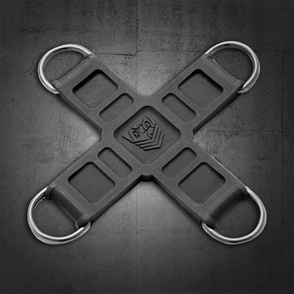 Tactical Hogtie Restraint Hub silicone X with 4 steel D-rings, carabiners not included, Fort Troff gay gear at Boyzshop