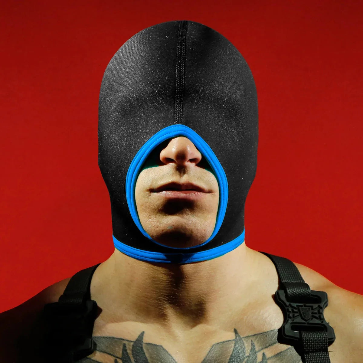 Blind Skullfuck Neoprene Hood, Open Mouth Blindfold Bondage Hood