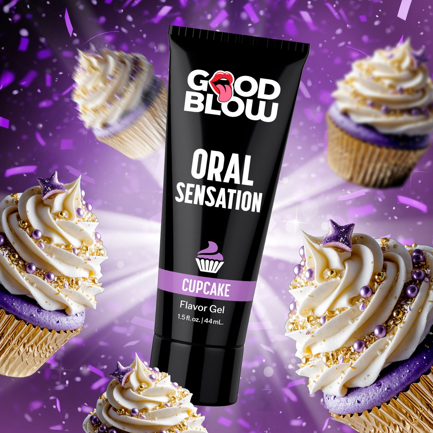 Cupcake gay BJ enhancement gel in black 1.5 oz flip-top tub