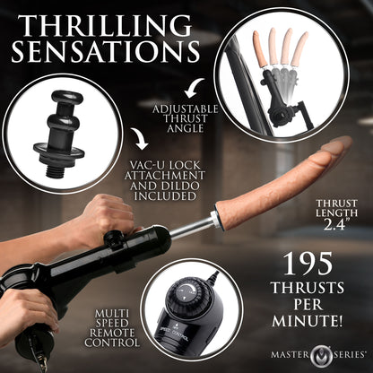 Adjustable BDSM cross with thrust machine for gay bottom restraint play