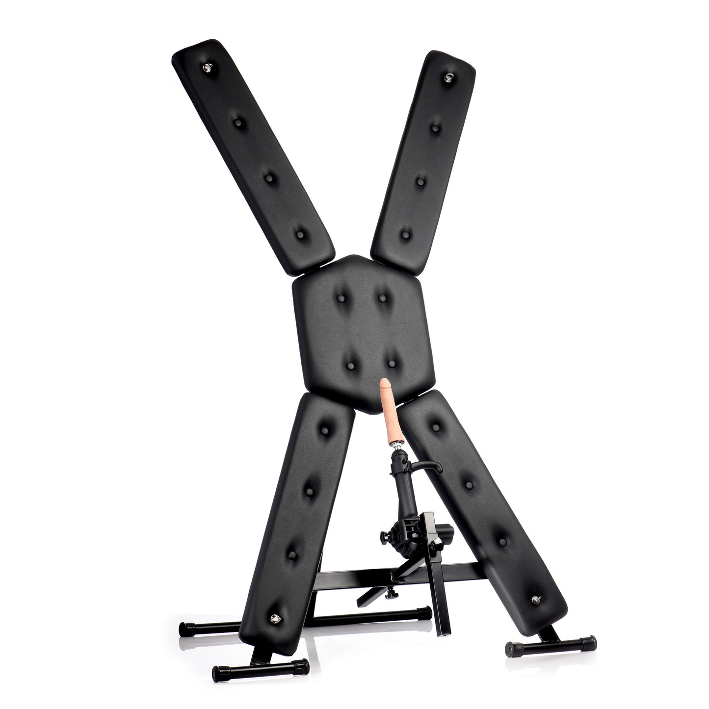 Iron and wood St. Andrew’s Cross for gay leather dungeon scenes