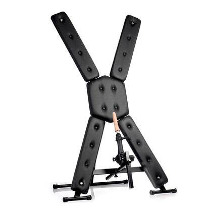 Iron and wood St. Andrew’s Cross for gay leather dungeon scenes