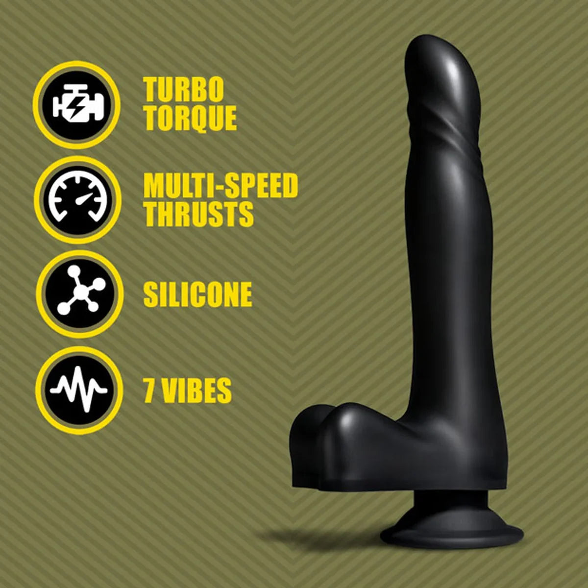 Tunnel Twister remote control dildo with turbo torque, multi-speed thrusts, silicone plus 7 vibes icons, Fort Troff gay gear at Boyzshop