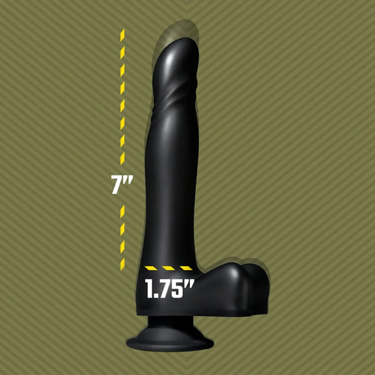 Tunnel Twister thrusting dildo with 7 inch length by 1.75 inch width callouts, Fort Troff gay gear at Boyzshop