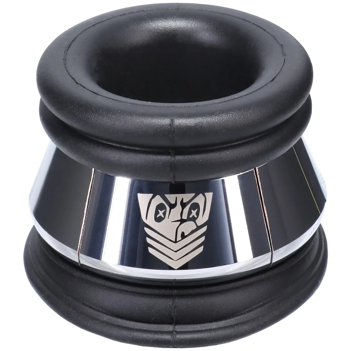 Full Metal Jacket magnetic ball stretcher from above showing the silicone sleeve opening, Fort Troff gay gear at Boyzshop