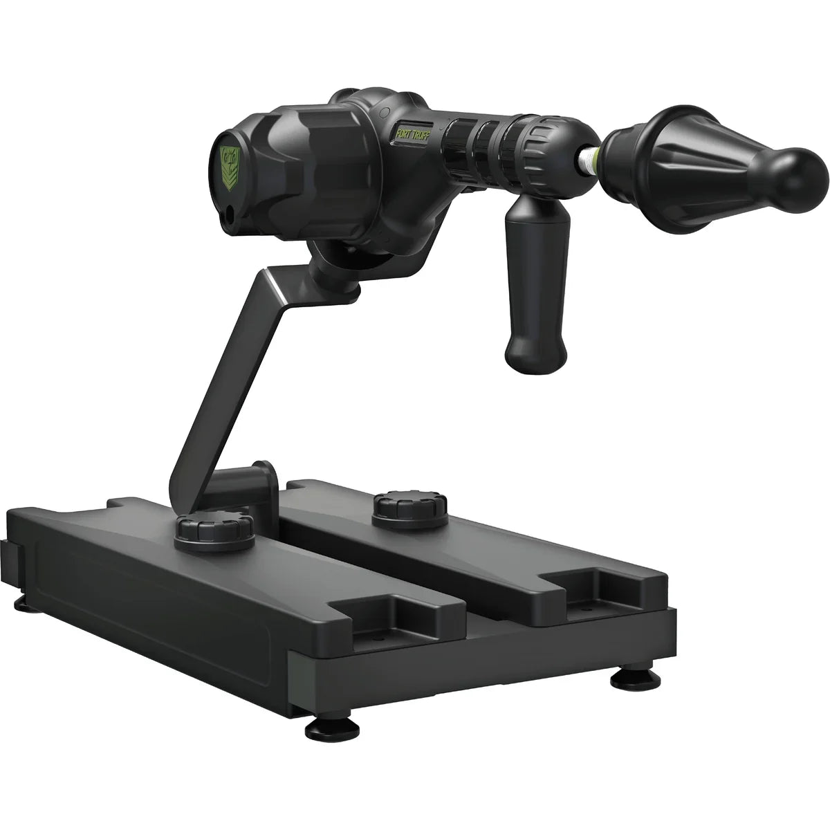Gunner System fuck machine extended on the arm with thrusting dildo, showing rotation arrow