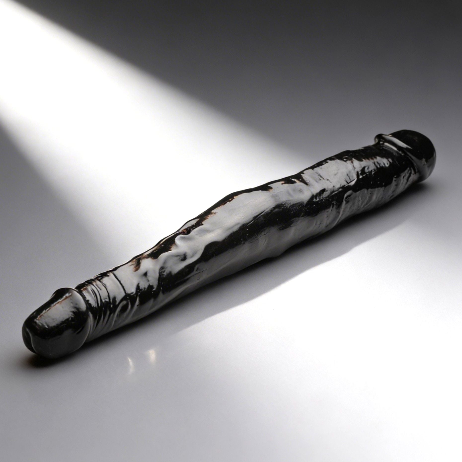long double ended dildo for gay men black textured dual dildo with tapered shape for deep penetration and shared play