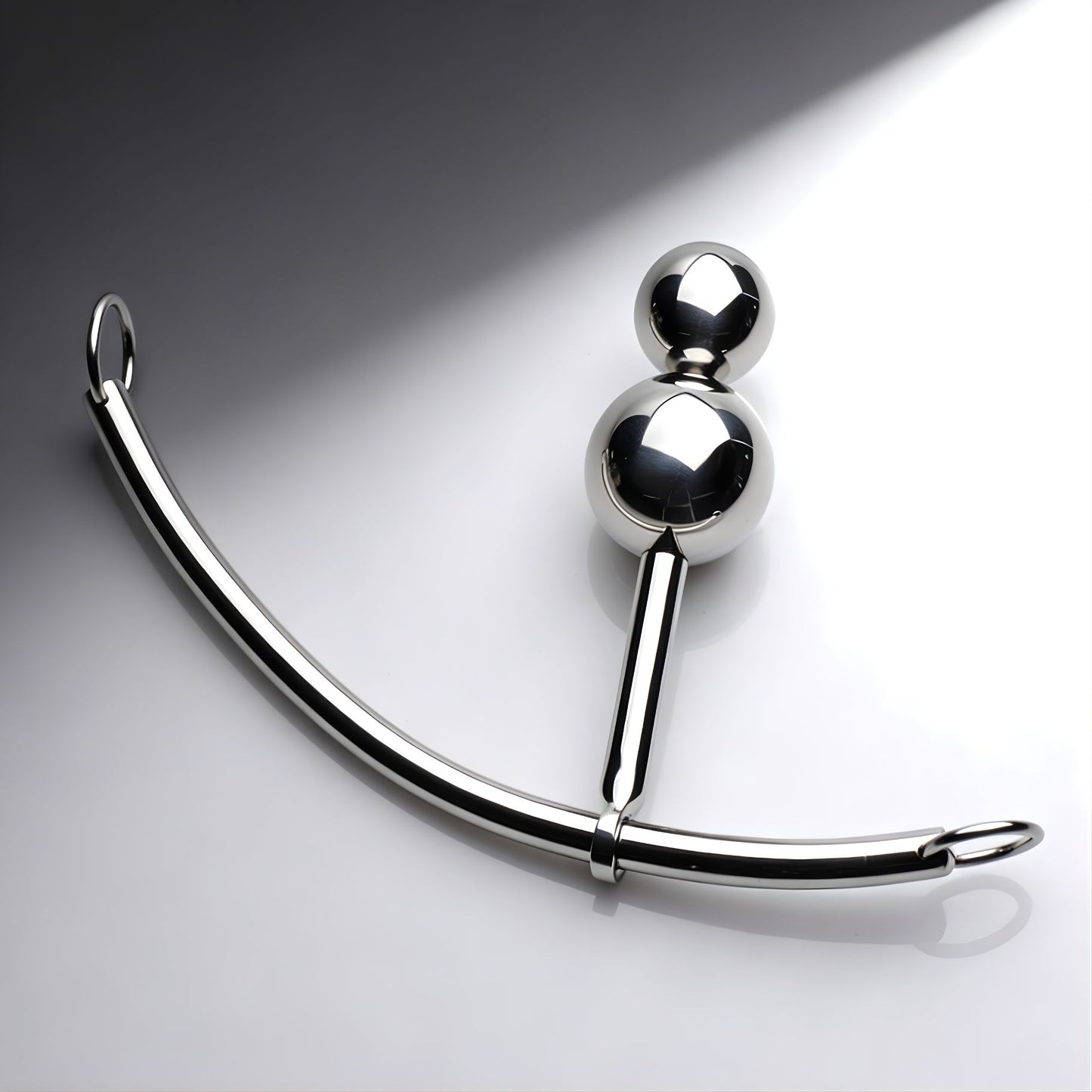 metal double ball anal plug for gay men with sliding o ring rod weighted design for adjustable depth and intense stimulation