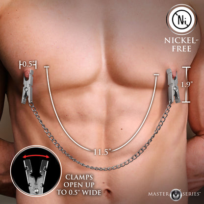 Size chart for the Naughty Pleasure nipple clamps and chain